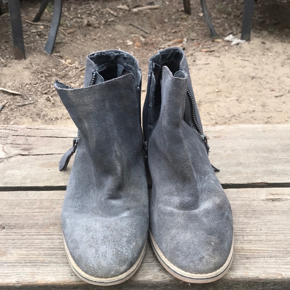 Blondo Gray Suede Ankle Booties